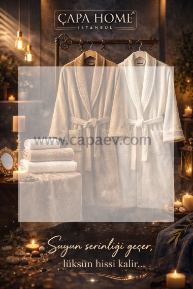 Ilay Bornoz Set Krem&capi